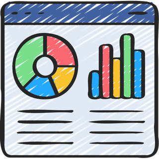 Ícone que representa relatórios (Página com diversos gráficos)