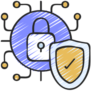 Ícone que representa segurança (Cadeado e escudo com icone de confirmar no meio)