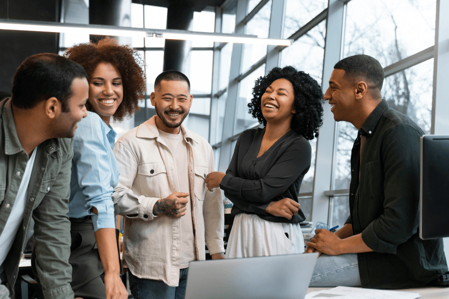 Imagem de uma equipe feliz